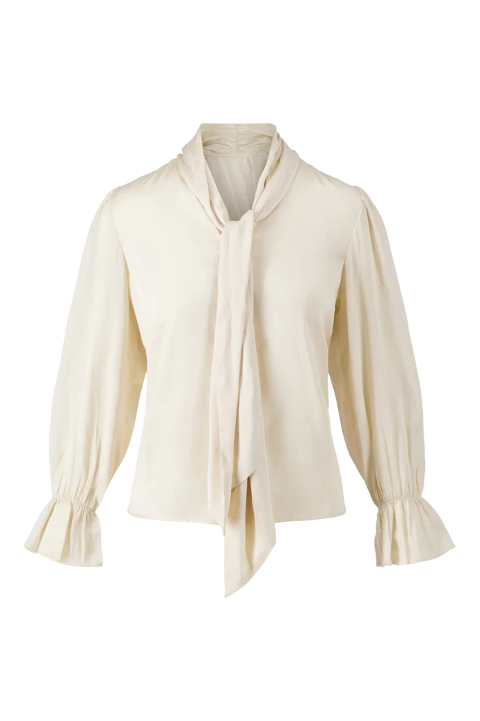 Zusss | Satijnen top met strik beige