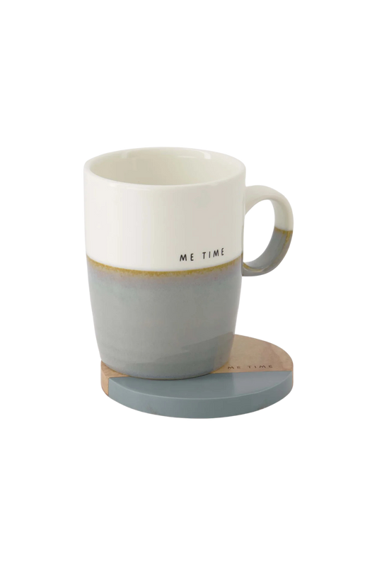 Zusss | Onderzetters me time grijsblauw set van 2