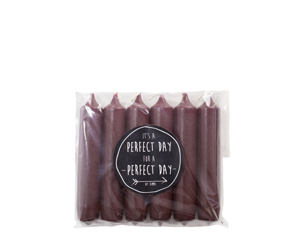 Rustiklys | Kurze Dinnerkerzen Aubergine (6 Stück)