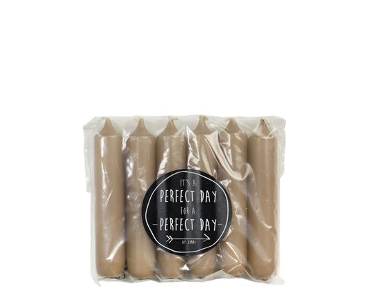 Rustiklys | Kurze Walnuss-Tafelkerzen (6 Stück)