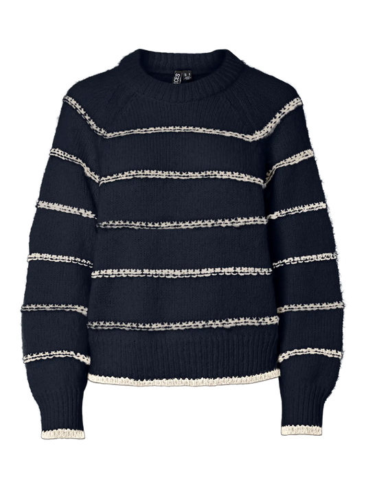 Pieces | Trui Nelia donker blauw met streep