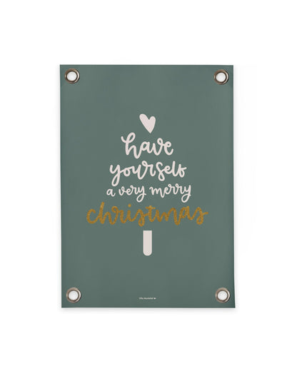 VM | Tuinposter Have yourself a very merry Christmas groen