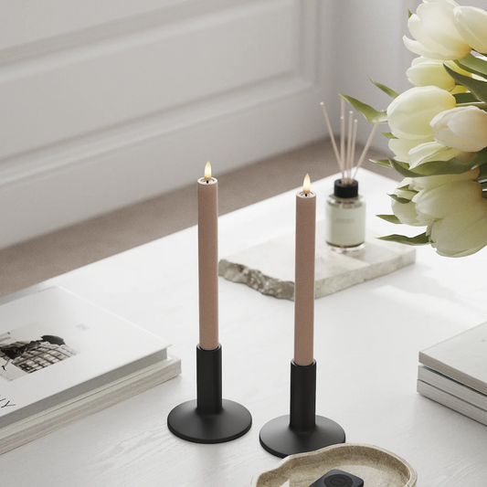 Deluxe Homeart | LED dinerkaars taupe/roze 24cm | 2stuks