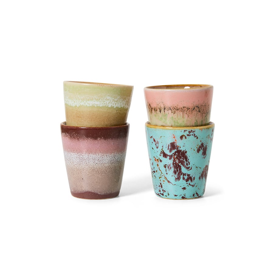 HK Living | 70's servies ristrettomokjes Futurism set van 4