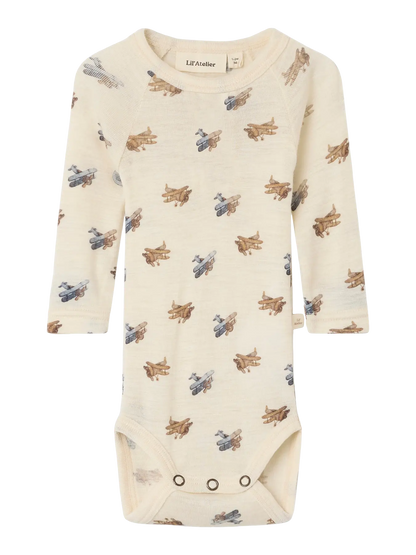 Lil Atelier | Woll-Strampler Nalu Flugzeuge