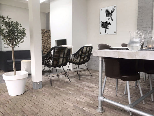 VM | Gartenposter Vögel schwarz-weiß