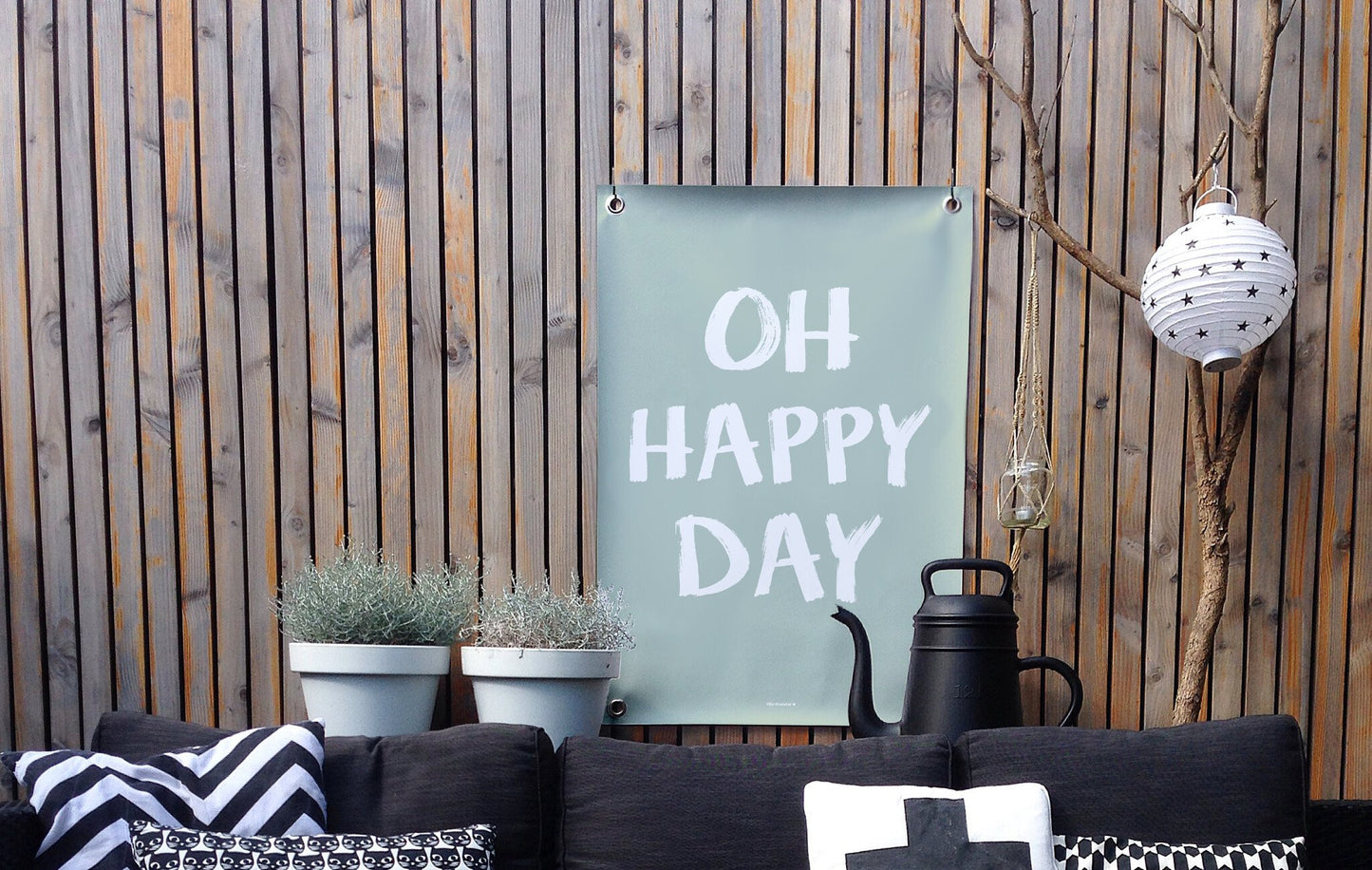 VM | Gartenposter „Happy Day“ (Grün, Weiß)