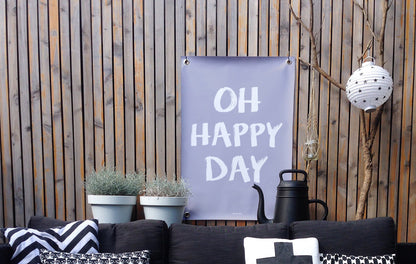 VM | Gartenposter „Happy Day“ in Lila und Weiß