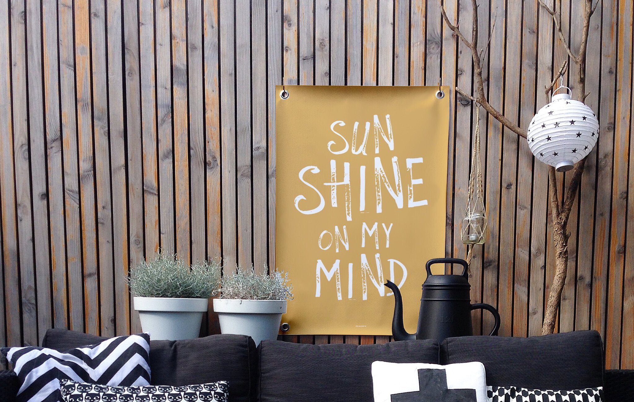 VM | Gartenposter Gelb und Weiß Sonnenschein in meinen Gedanken