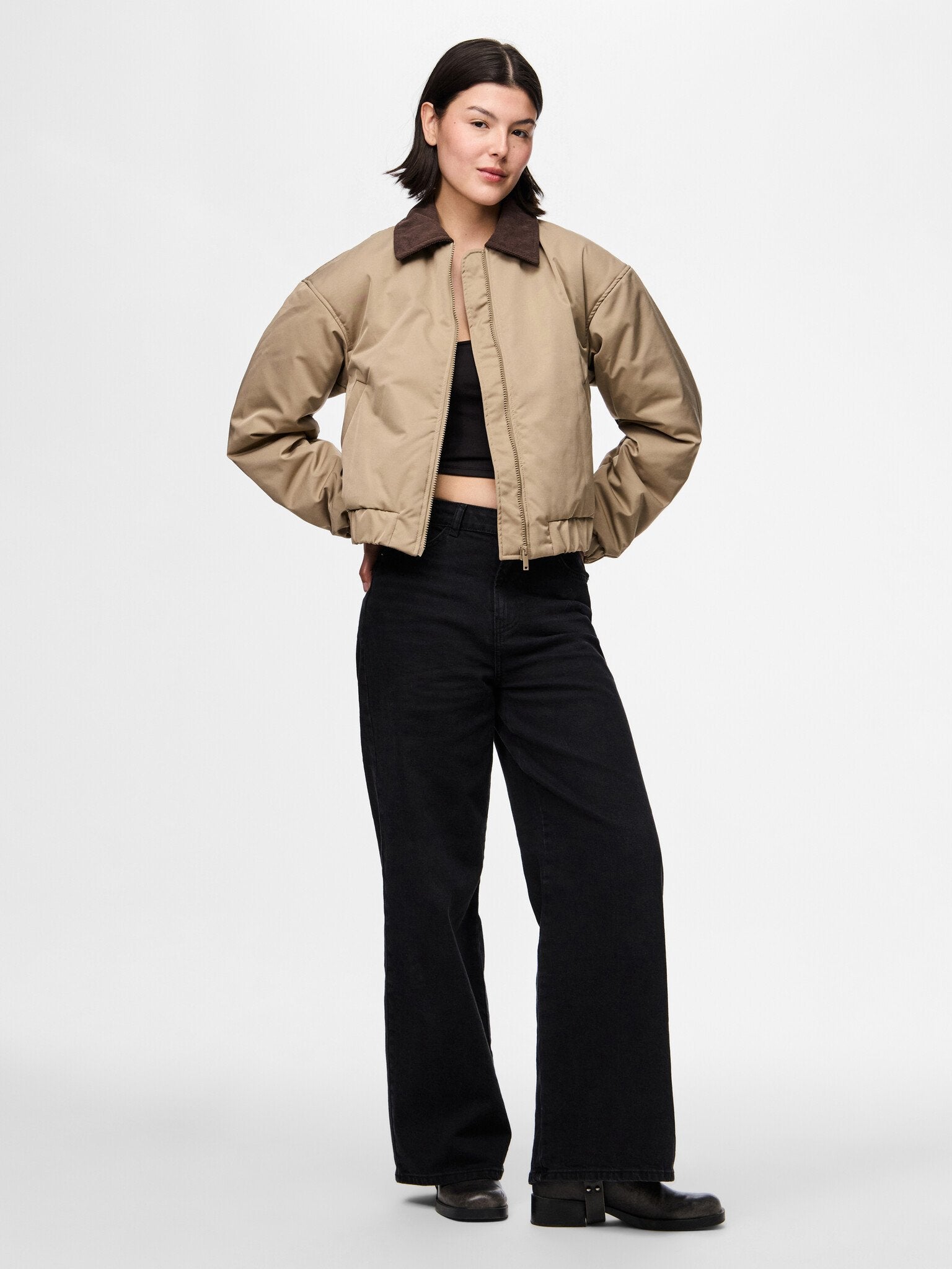 Pieces | Bomberjas Jorma greige/hot fudge