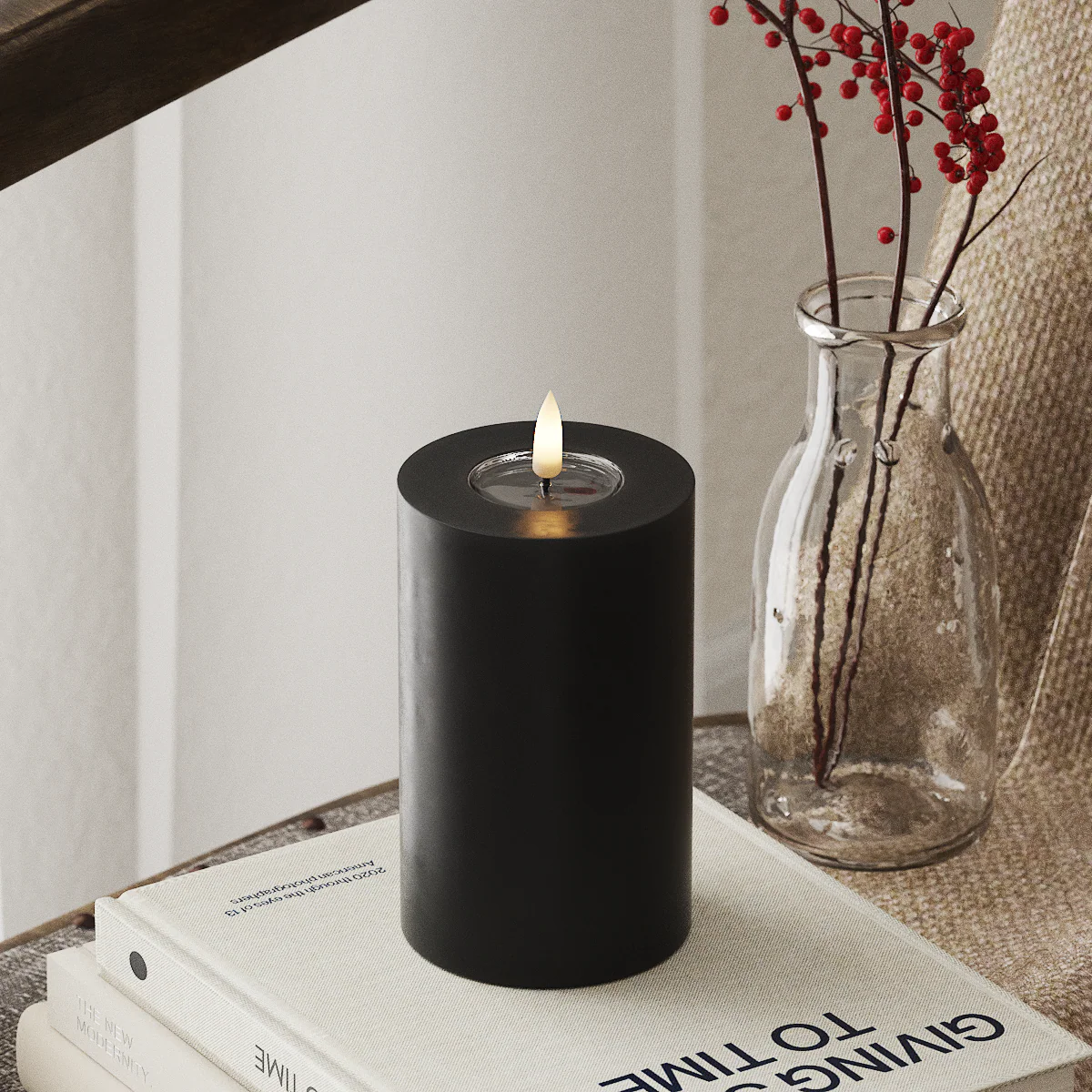 Deluxe Homeart | LED Kaars zwart 7.5x12.5cm
