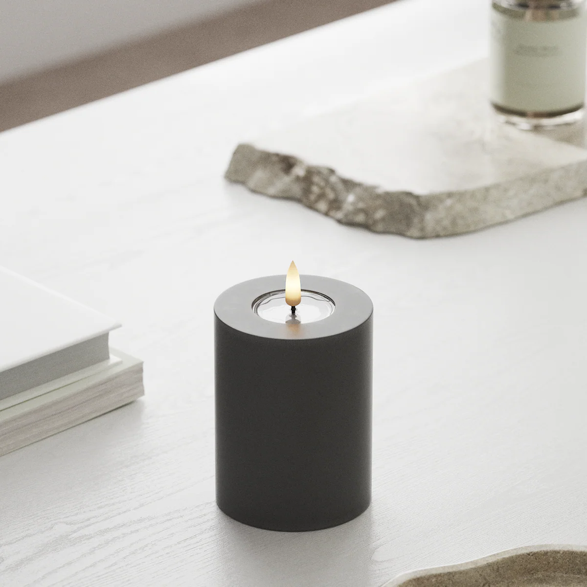 Deluxe Homeart | LED Kaars grijs 7.5x10cm