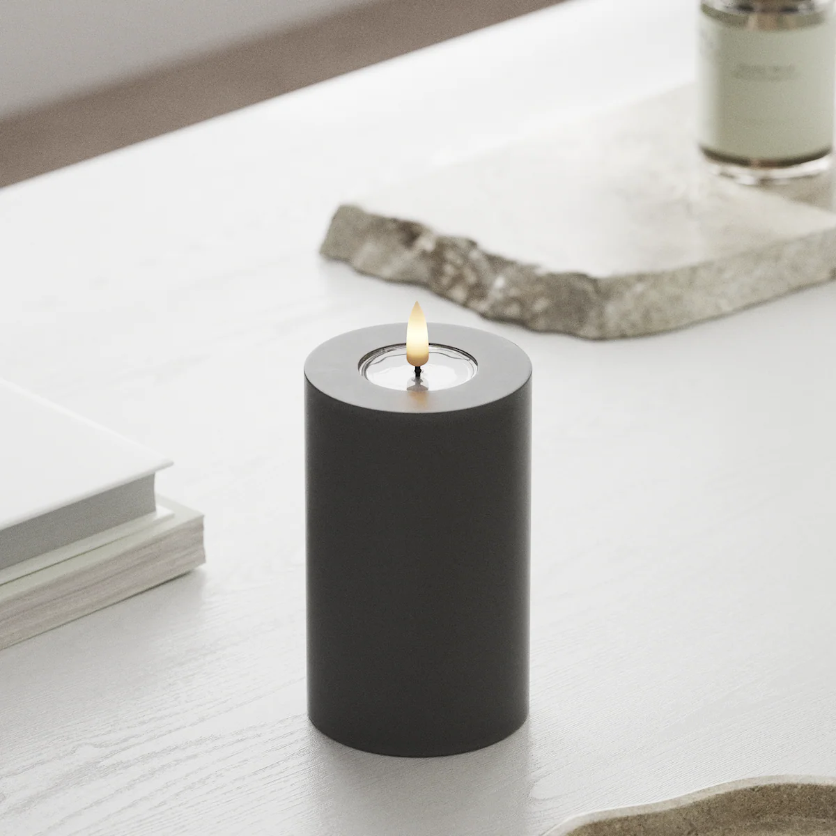 Deluxe Homeart | LED Kaars grijs 7.5x12.5cm