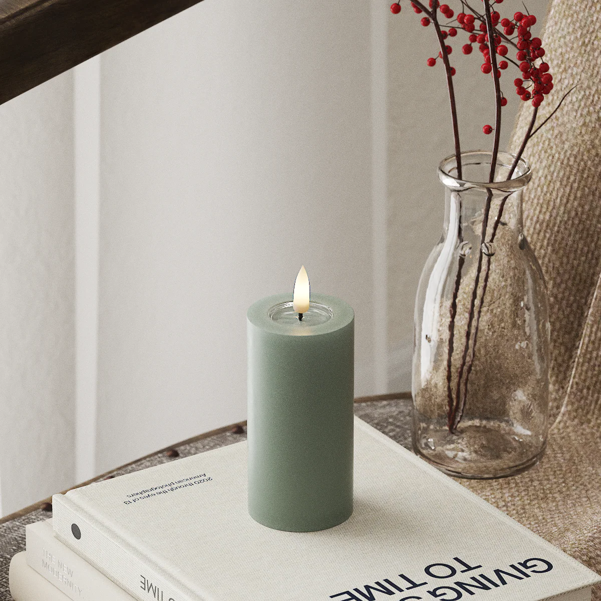 Deluxe Homeart | LED Kaars saliegroen 5x10cm