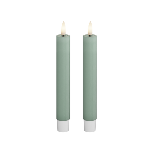 Deluxe Homeart | LED dinerkaars saliegroen 15cm | 2stuks