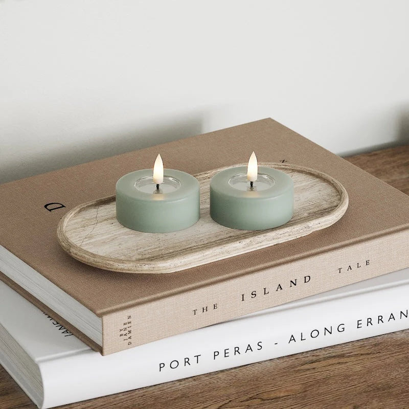 Deluxe Homeart | LED theelicht jumbo saliegroen | 2stuks