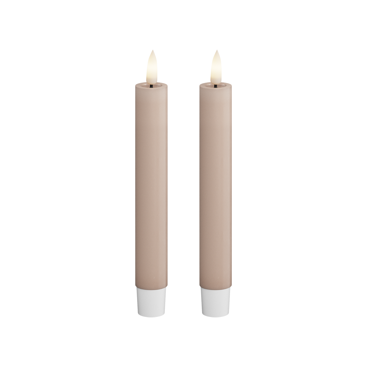 Deluxe Homeart | Led dinerkaars taupe/roze 15 cm | 2stuks