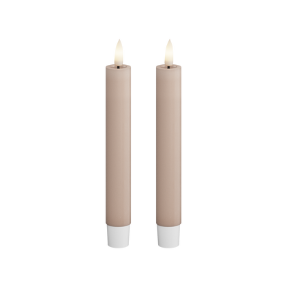 Deluxe Homeart | Led dinerkaars taupe/roze 15 cm | 2stuks
