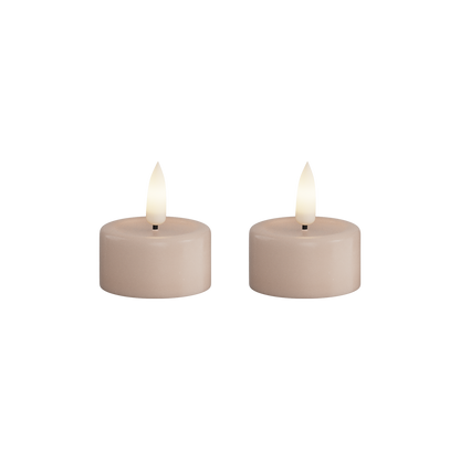 Deluxe Homeart | LED  theelicht taupe/roze | 2stuks