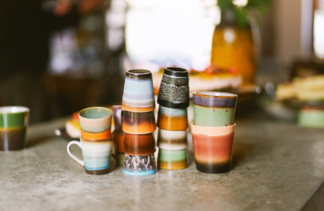 HK Living | 70's servies espressomokjes Retro set van 4