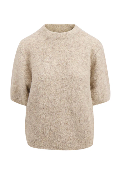 Zusss | Boucle trui met ronde hals beige