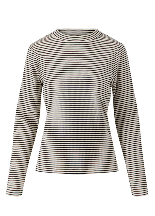 Zusss | Top rib met streep zwart