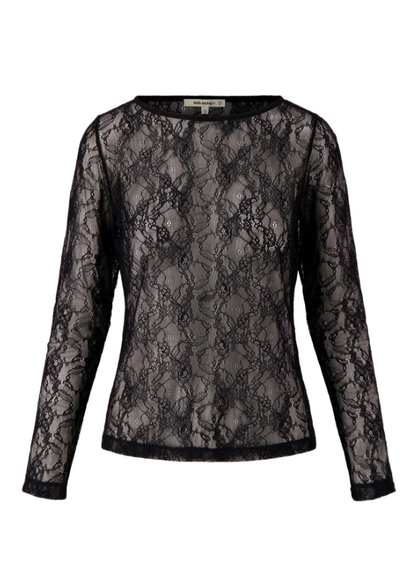 Zusss | Kanten top boothals zwart