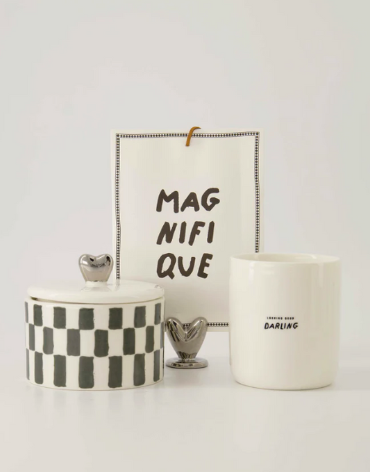 Zusss | Kaartenstandaard keramiek hartje zilver