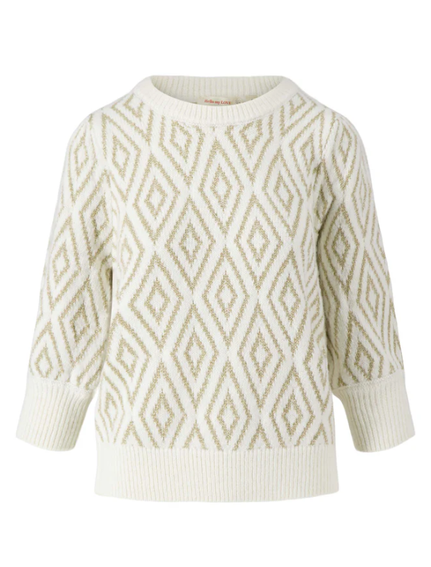 Zusss | Trui met pofmouw lurex nordic jacquard