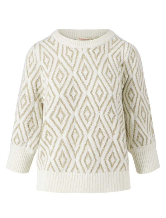 Zusss | Trui met pofmouw lurex nordic jacquard