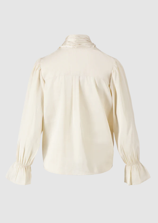 Zusss | Satijnen top met strik beige