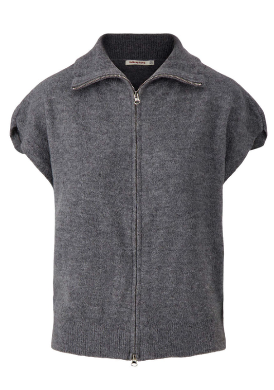 Zusss | Mouwloos vestje rits antracietgrijs