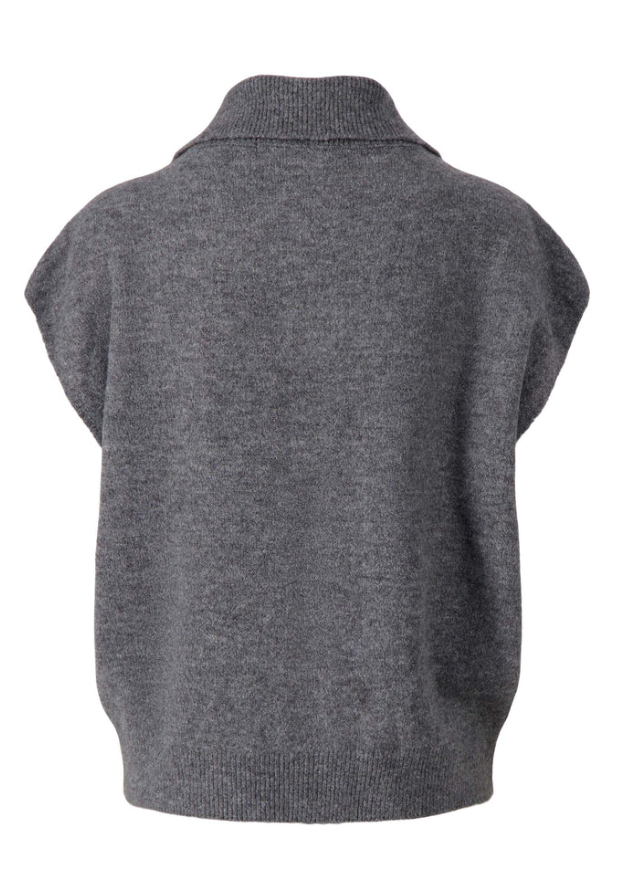 Zusss | Mouwloos vestje rits antracietgrijs