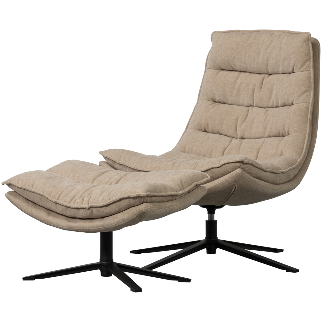 Wood | Kube Drehsessel mit Fußhocker, Natur