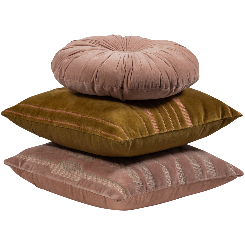 Woood | Kussenset Feis velvet roze naturel - set van 3
