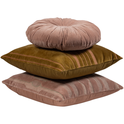 Woood | Kussenset Feis velvet roze naturel - set van 3
