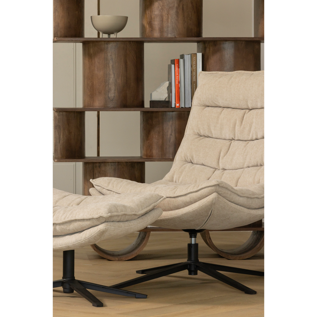 Wood | Kube Drehsessel mit Fußhocker, Natur