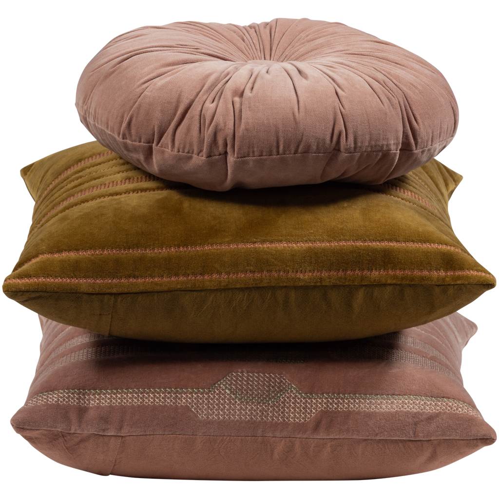 Woood | Kussenset Feis velvet roze naturel - set van 3