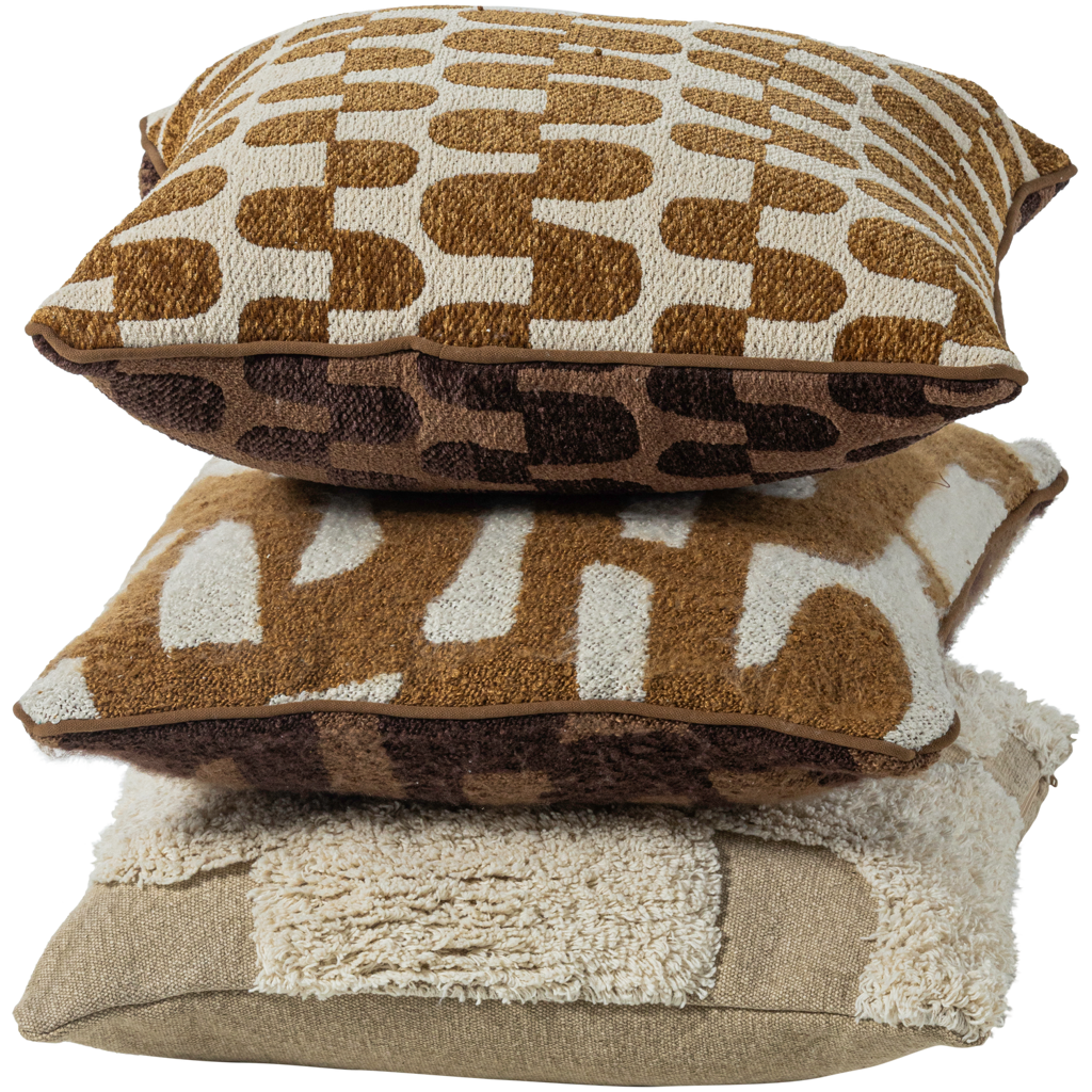 Wood | Fayden Chenille-Kissen-Set, Naturbraun – 3er-Set