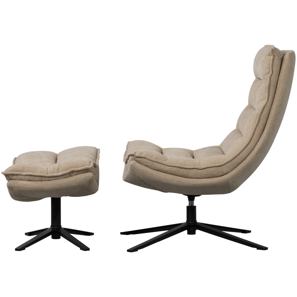 Wood | Kube Drehsessel mit Fußhocker, Natur