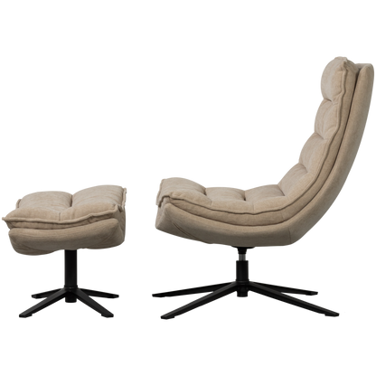 Wood | Kube Drehsessel mit Fußhocker, Natur