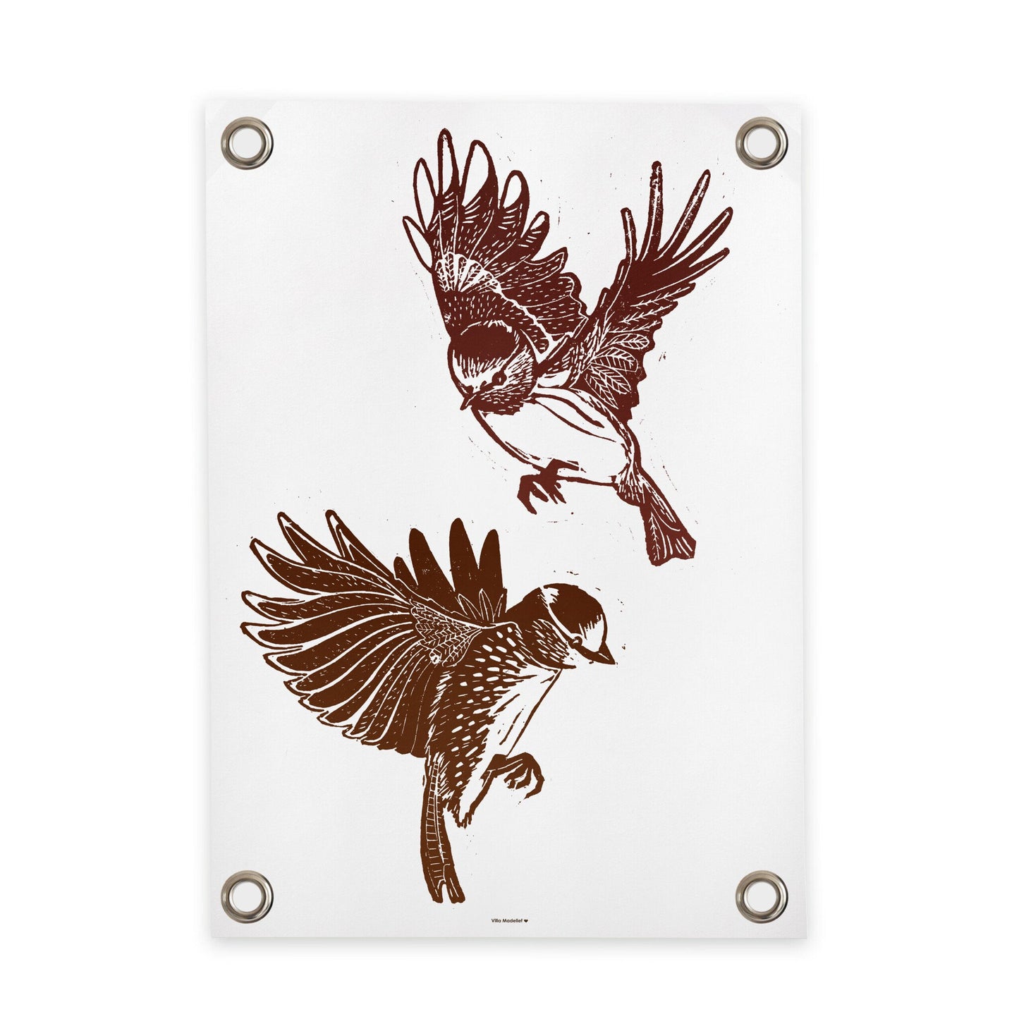 VM | Gartenposter Vögel weiß braun