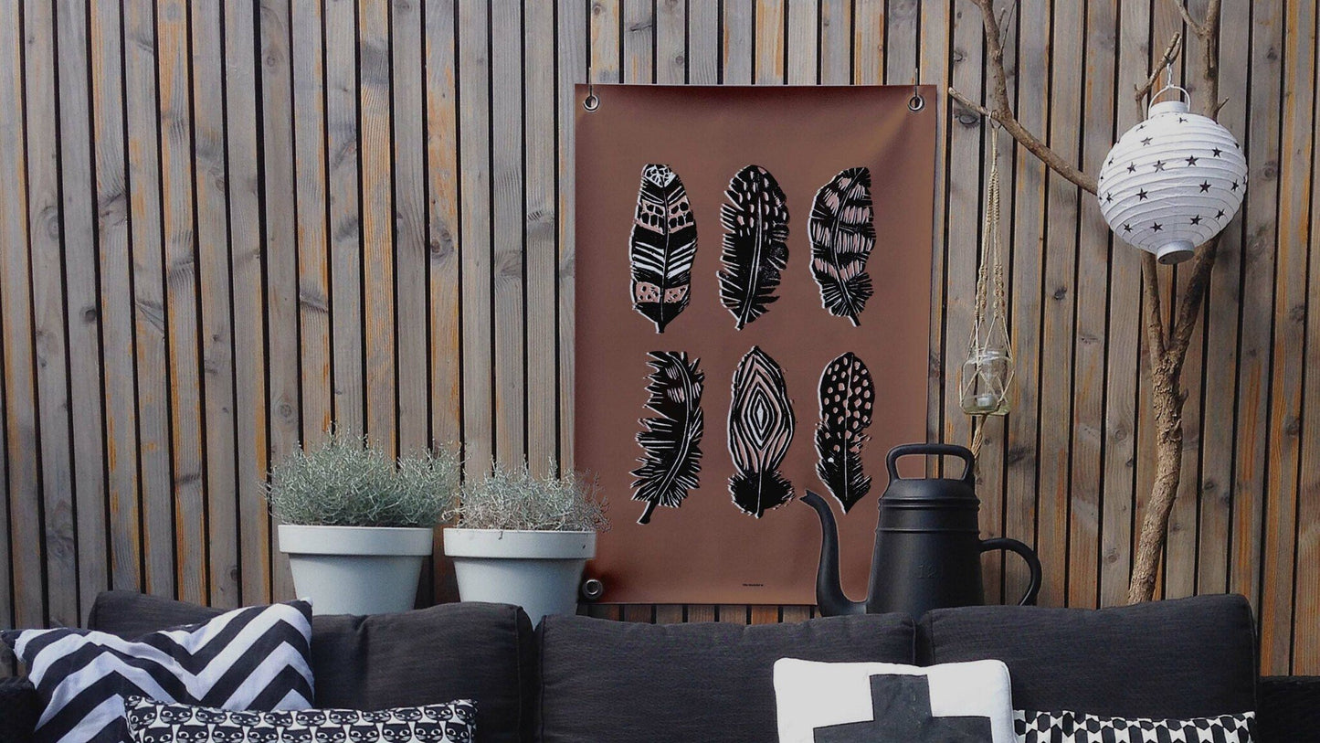 VM | Gartenposter Federn braun