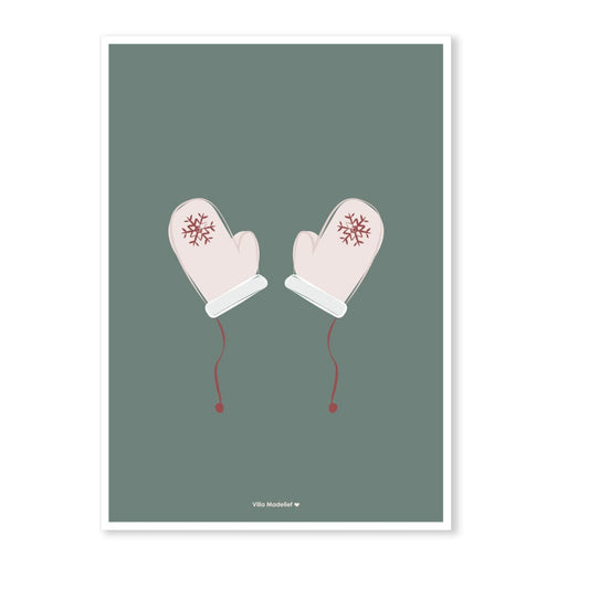 Villa Madelief | Kerstkaart wanten groen