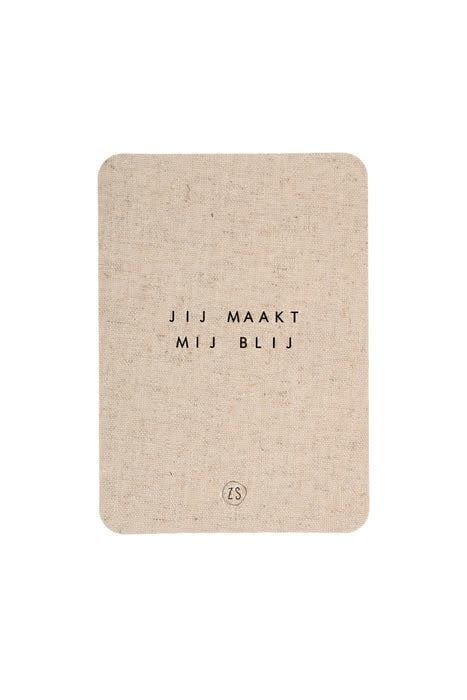 Zusss | Linnen kaart met envelop jij maakt mij blij