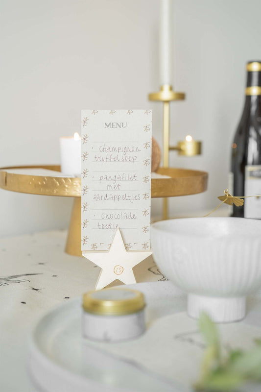 Zusss | Menukaartjes met houten standaard ster