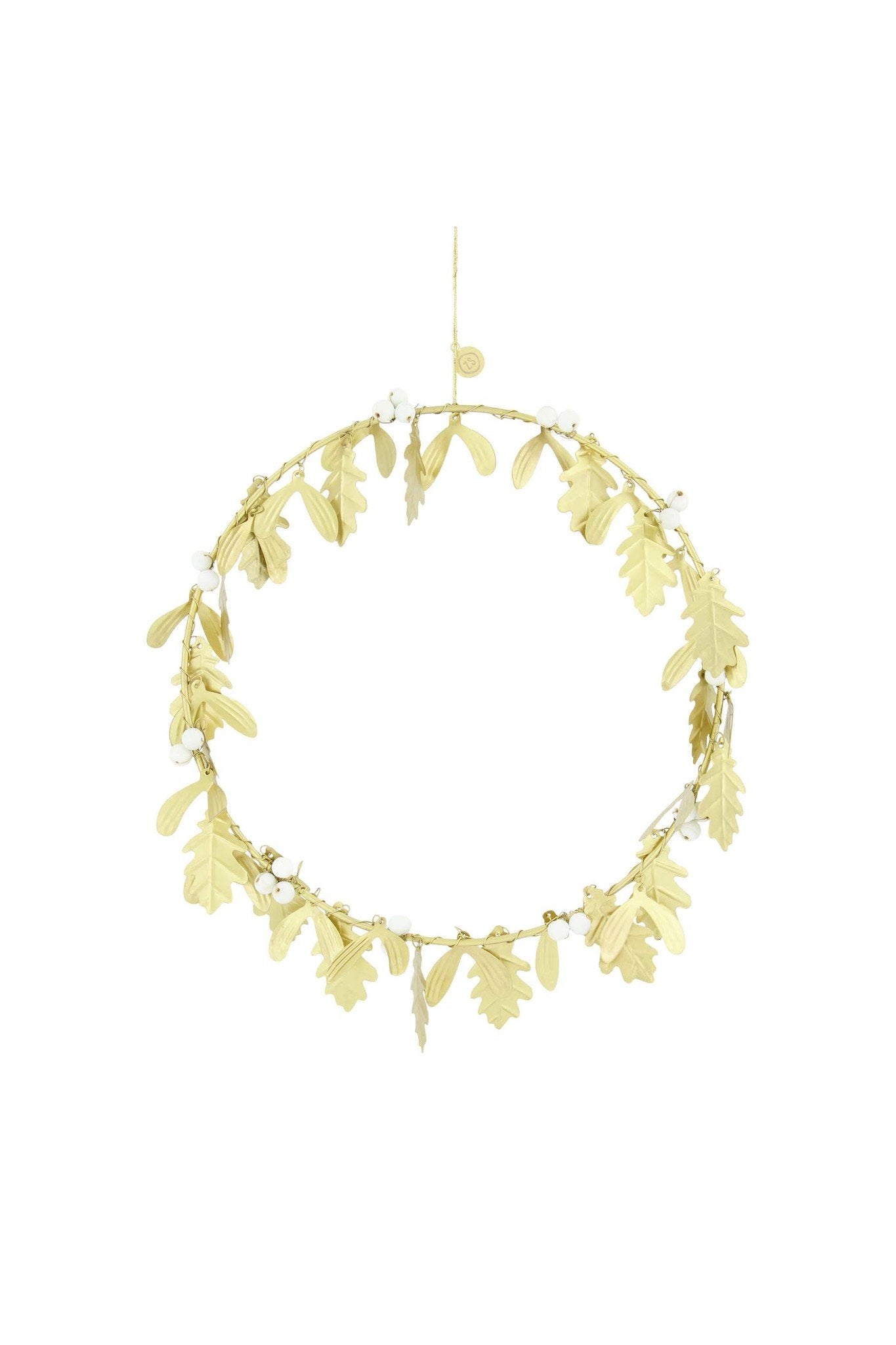 Zusss | Metalen krans met blaadjes d30cm goud