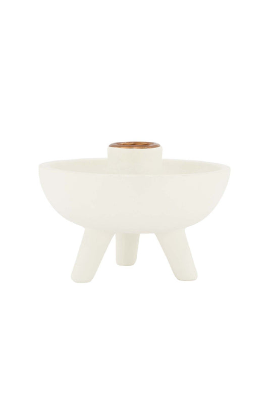 Zusss | Polystone kandelaar op pootjes off white