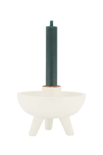 Zusss | Polystone kandelaar op pootjes off white