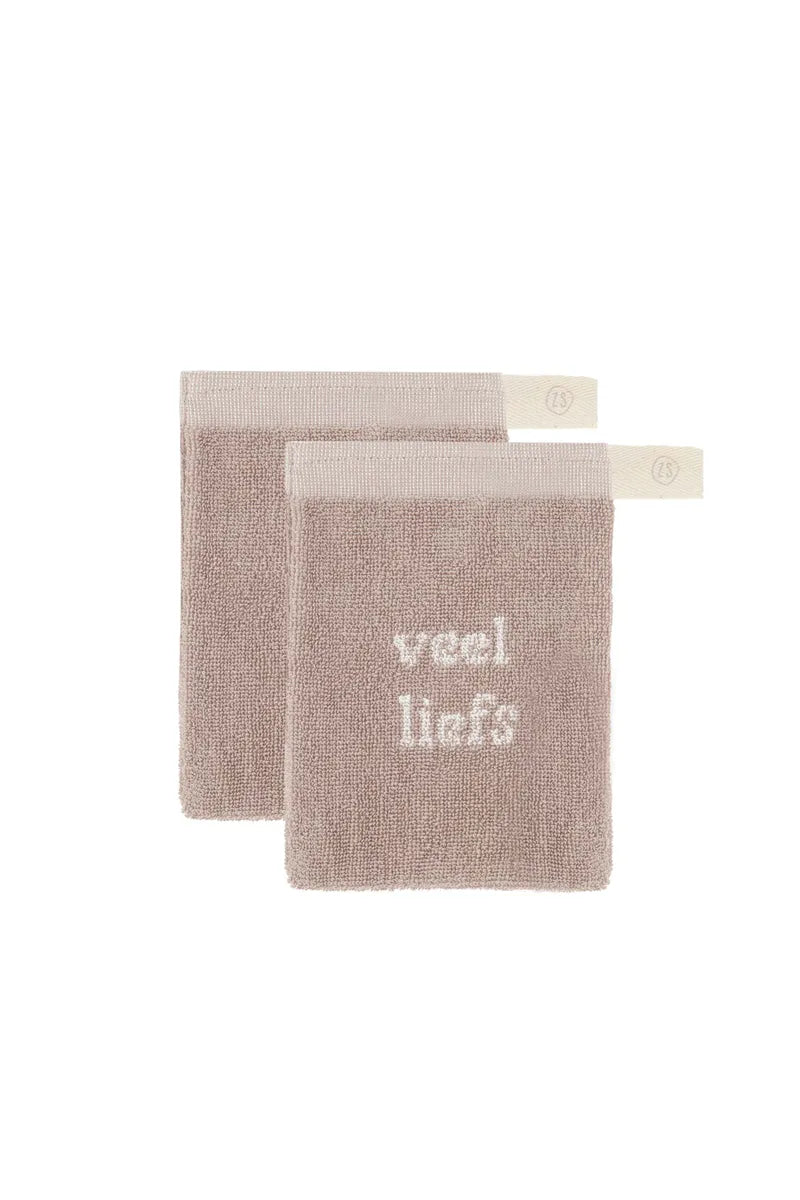 Zusss | set van 2 washandjesveel liefs leem/off white